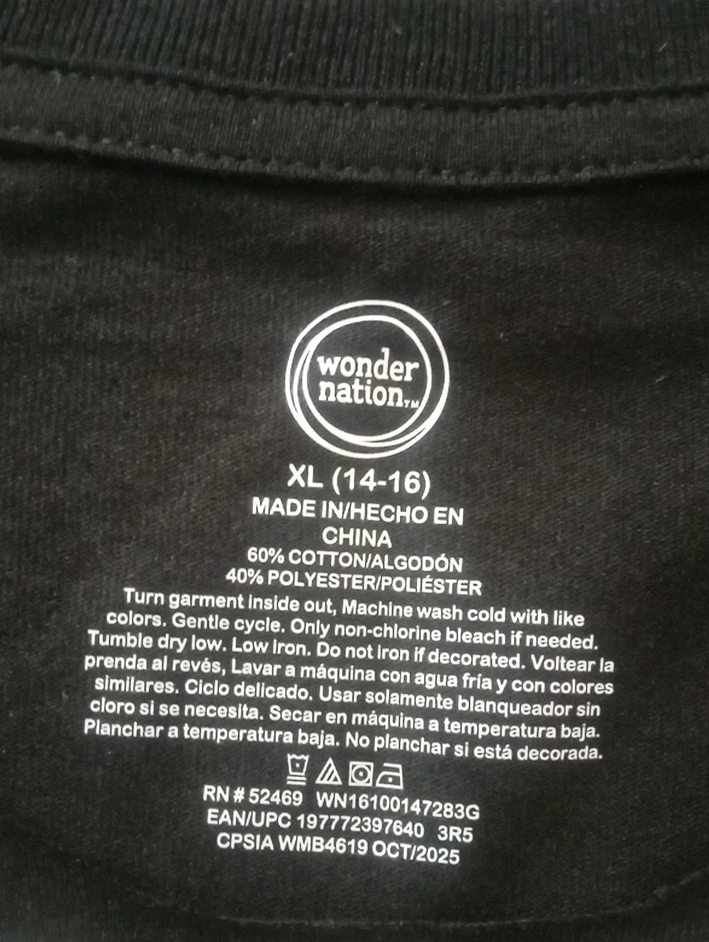 wonder nation Black Tee with Yellow Drip Smiley and Checkerboard
